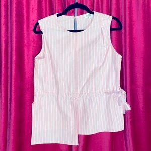 EVIDNT | Asymmetrical Striped Tie Blouse